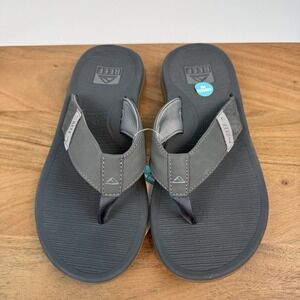 New Mens Reef Santa Ana Grey Casual Slip On Sandals Thong Flip Flops Size 9 D